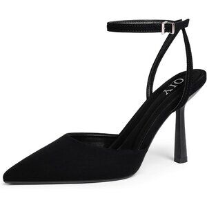 Close Toe Ankle Strap Women Black Heels Pointed Toe Stiletto Pumps Wedding Shoes